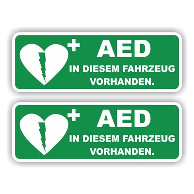 AED-Aufkleber in diesem Fahrzeug vorhanden