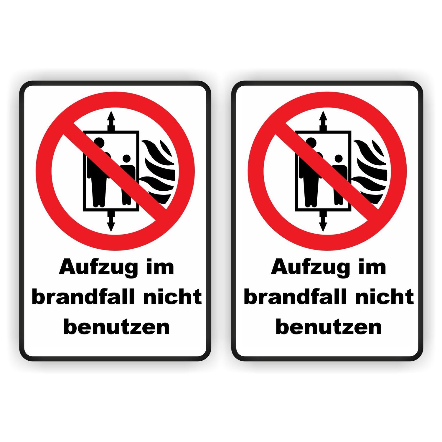 Aufzug im brandfall nicht benutzen aufklebers