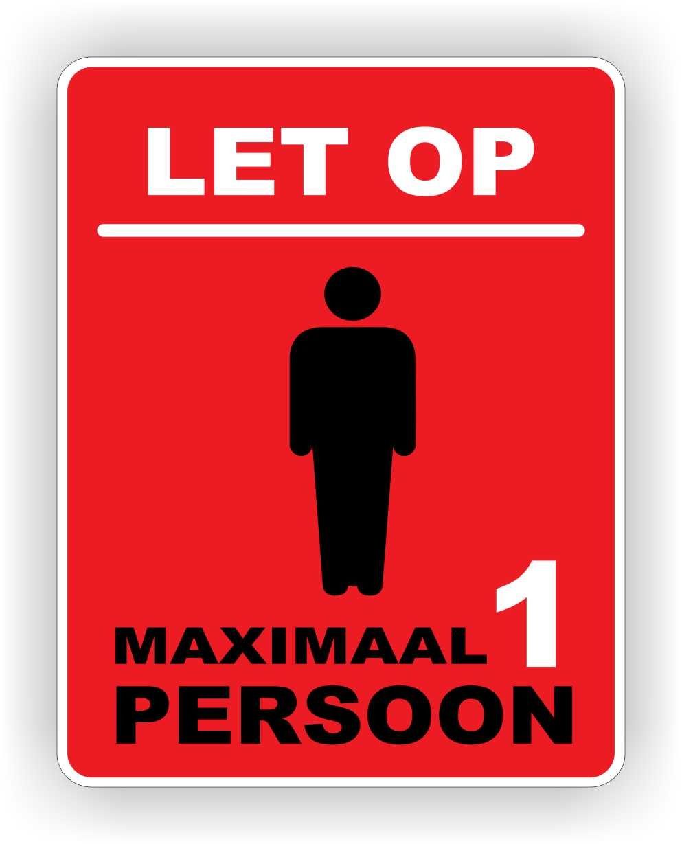 Maximaal 1 persoon in deze ruimte toegestaan sticker