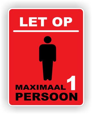 Maximaal 1 persoon in deze ruimte toegestaan sticker