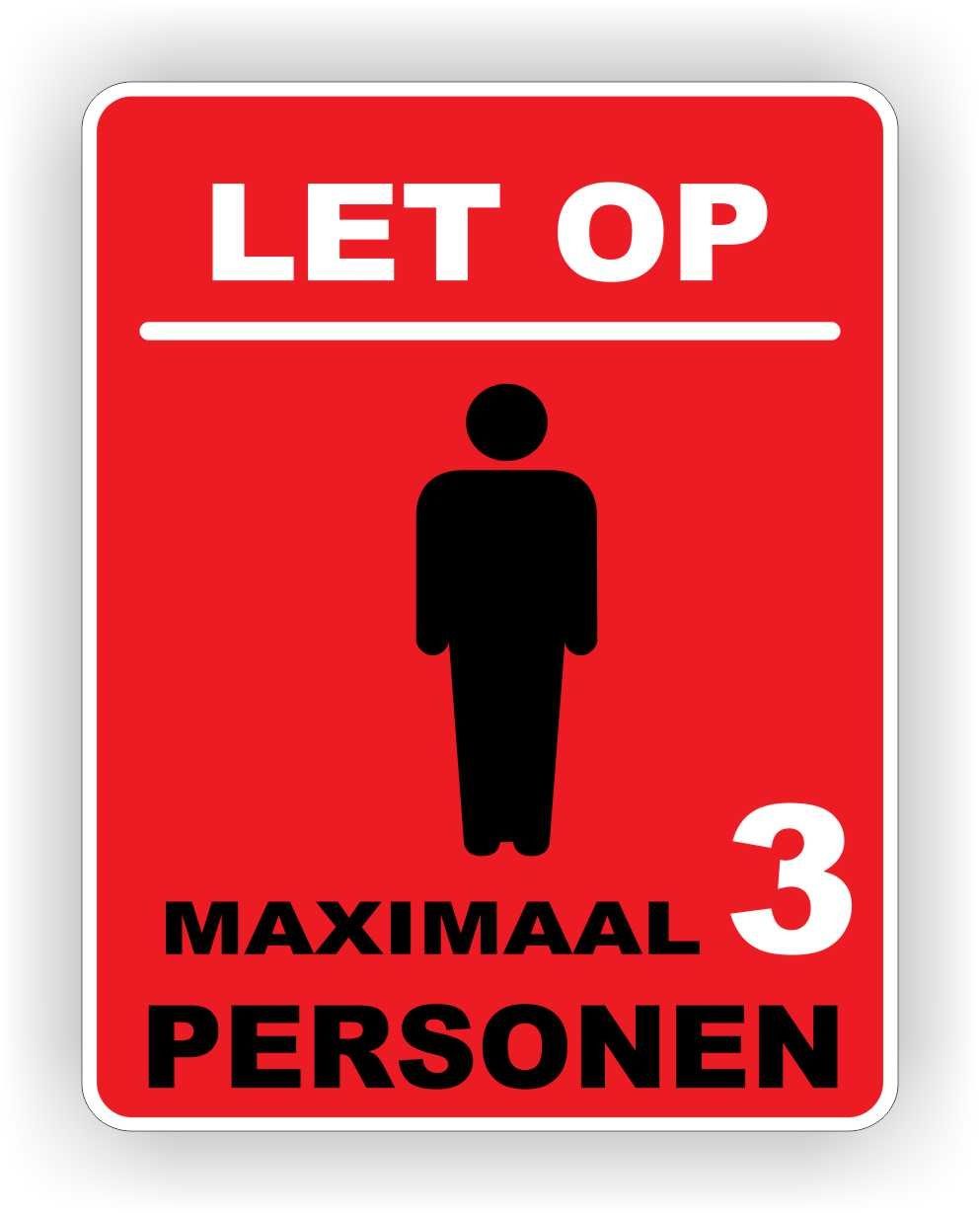Maximaal 3 persoon in deze ruimte toegestaan sticker.