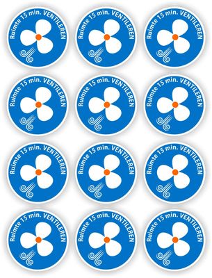 Ruimte 15 minuten ventileren stickers