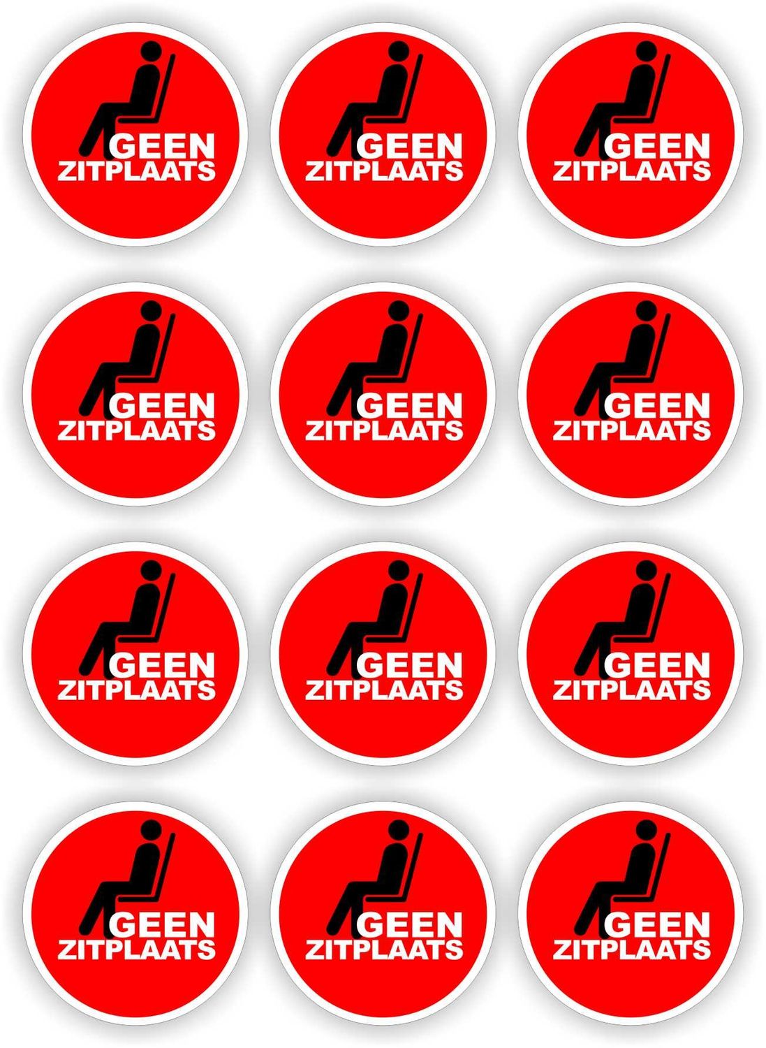 Geen zitplaats sticker set