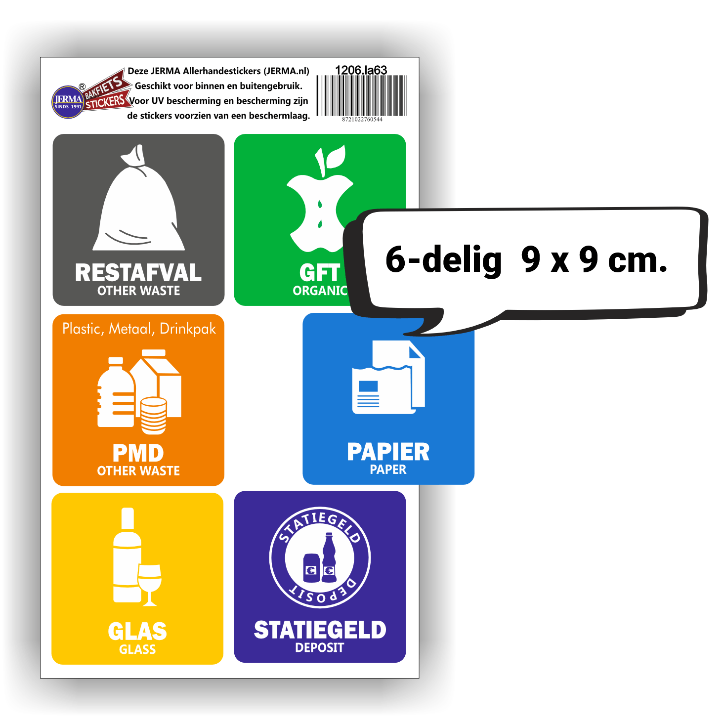 Recycling afvalbak stickers