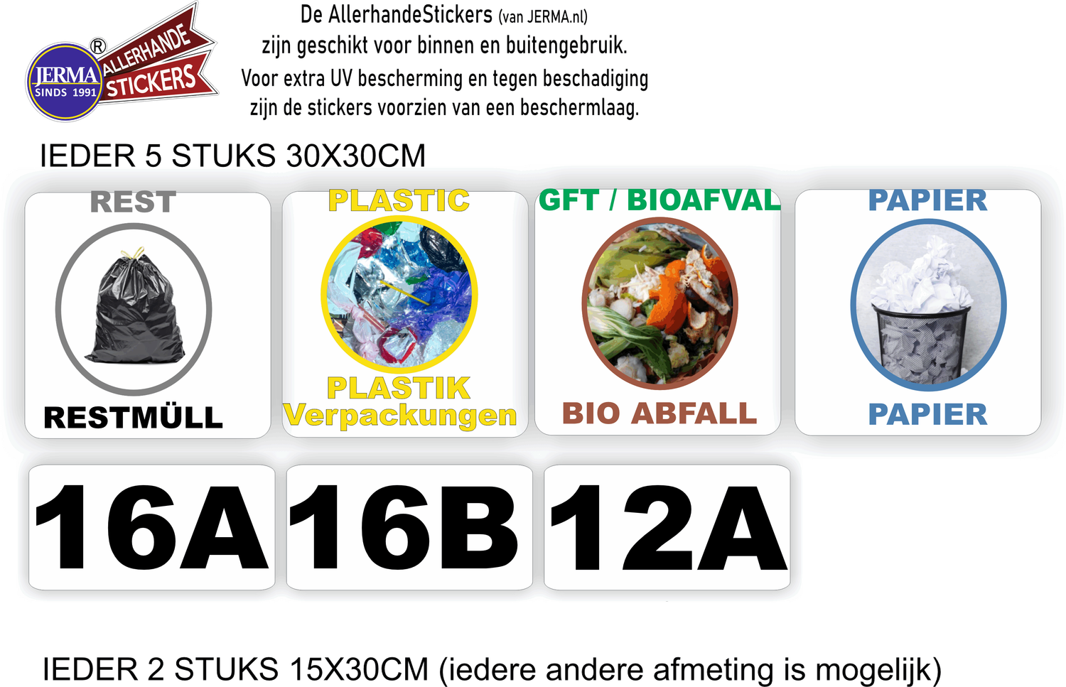Recycling sticker set XXL nummer sticker set