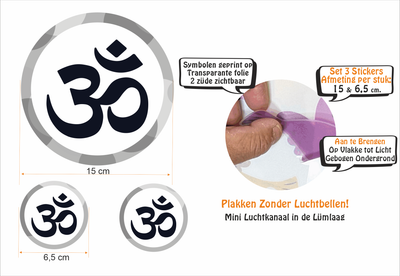 Om symbool TRANSPARANTE sticker set 3 stuks