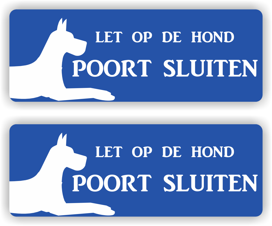 Let op de hond poort sluiten stickers