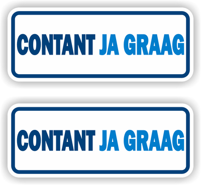 Contant Ja Graag- 2x Vinyl Sticker 10x20 cm – Binnen &amp; Buiten