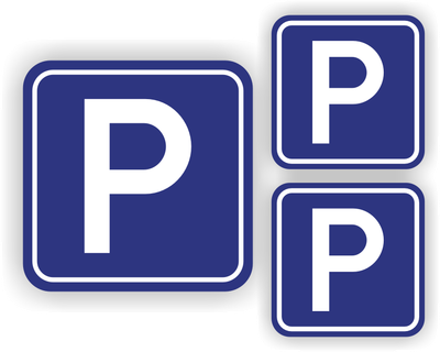 Parkeerplaats verkeersbord stickers set 3 stuks.