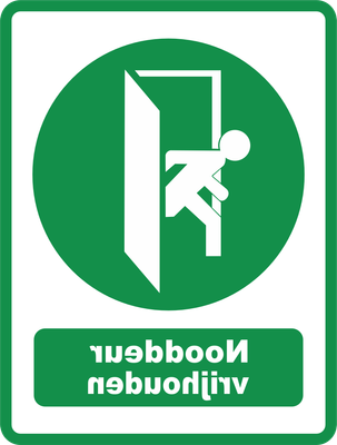 Nooduitgang Vrijhouden Spiegelbeeld Raamsticker