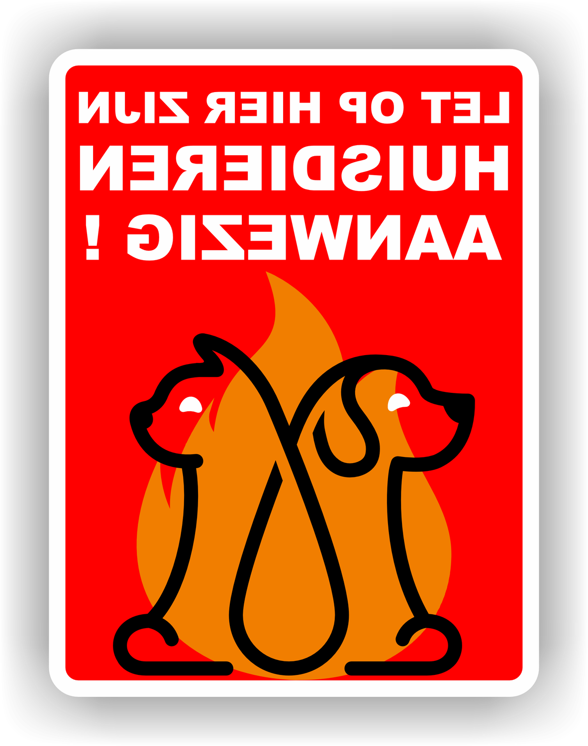 Brandweer hier zijn huisdieren aanwezig Spiegeelbeeld Raamsticker