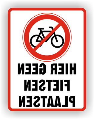 Hier geen fietsen plaatsen Raamsticker Spiegelbeeld