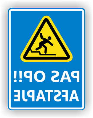 Pas op het Afstapje Spiegelbeeld Raamsticker 15x20cm