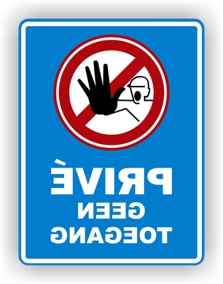 Prive geen toegang raamsticker spiegelbeeld 15x20cm