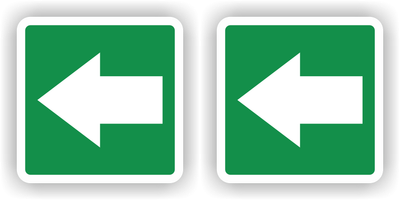 Richtingaanwijzer set van 2 Raamsticker Spiegelbeeld 10x10cm