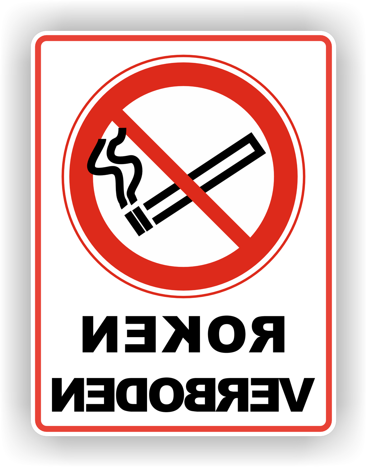 Roken verboden Raamsticker Spiegelbeeld 15x20cm