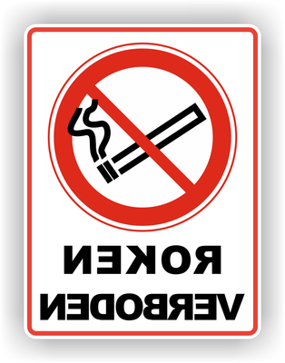Roken verboden Raamsticker Spiegelbeeld 15x20cm