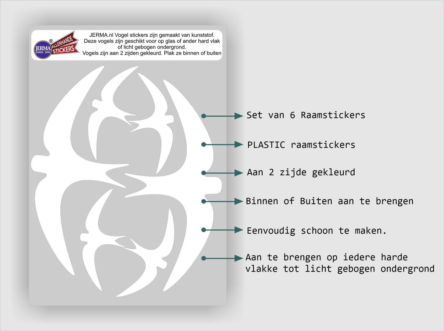 Vogel raamsticker set 6 zwaluw stickers