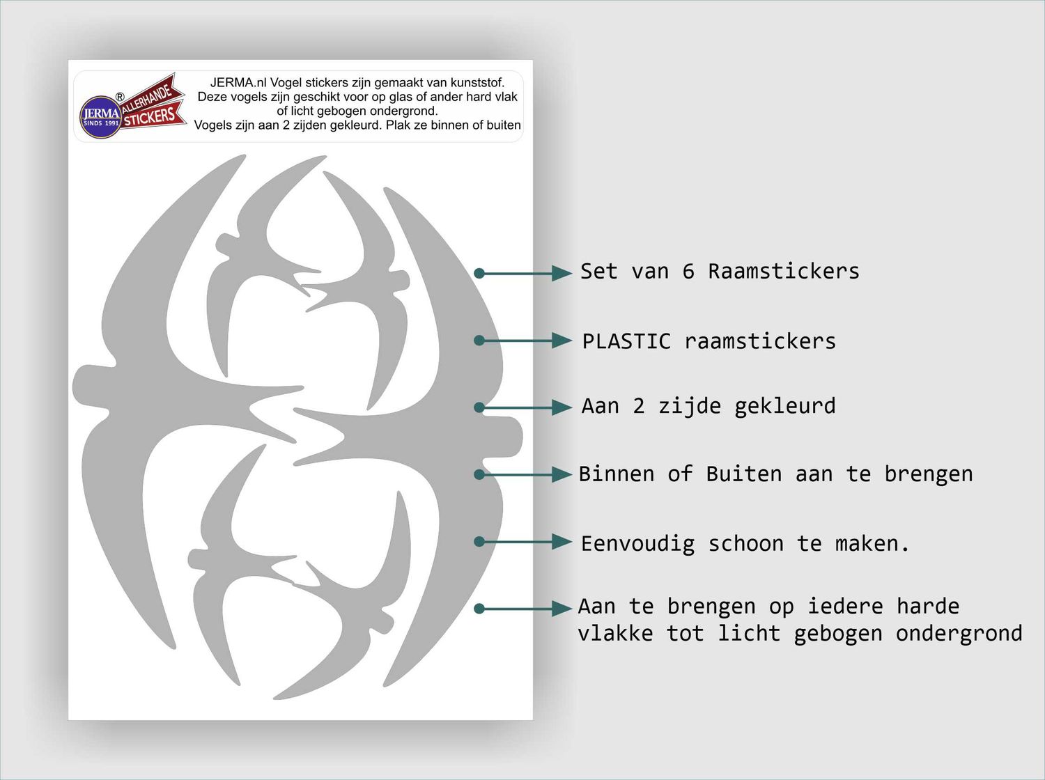 Vogel raamsticker set 6 zwaluw stickers