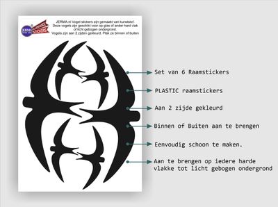 Vogel raamsticker set 6 zwaluw stickers