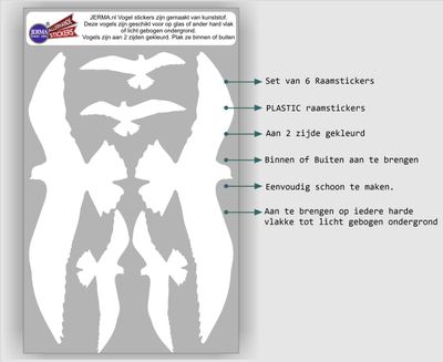 Vogelbescherming stickers set 6  vogels wit
