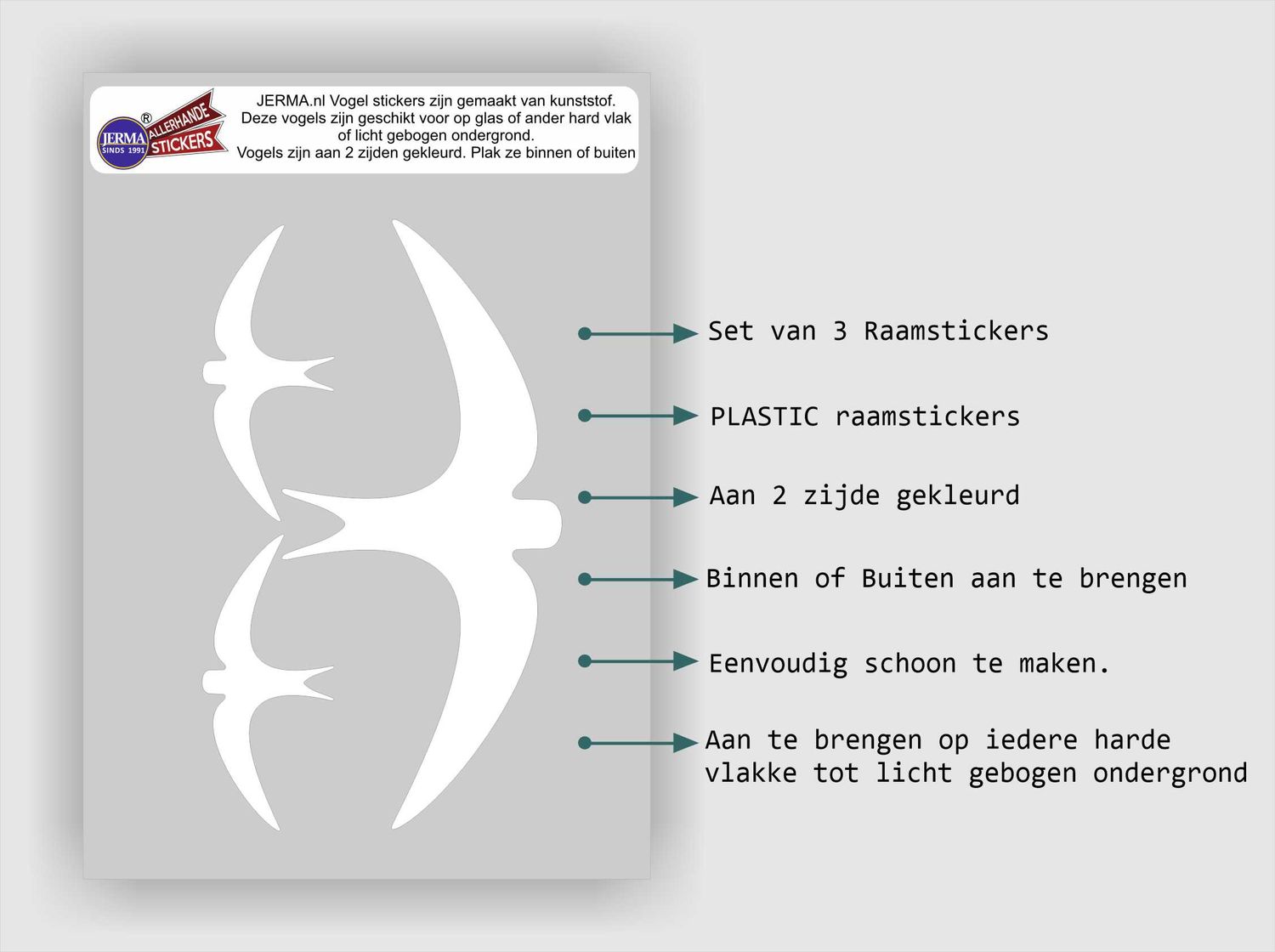 Vogel raamsticker set 3 zwaluw stickers