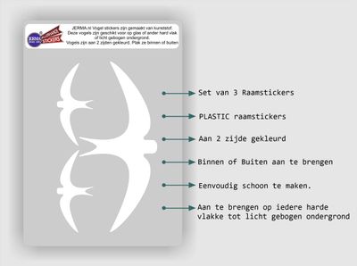 Vogel raamsticker set 3 zwaluw stickers