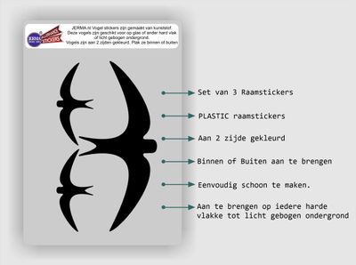 Vogel raamsticker set 3 zwaluw stickers
