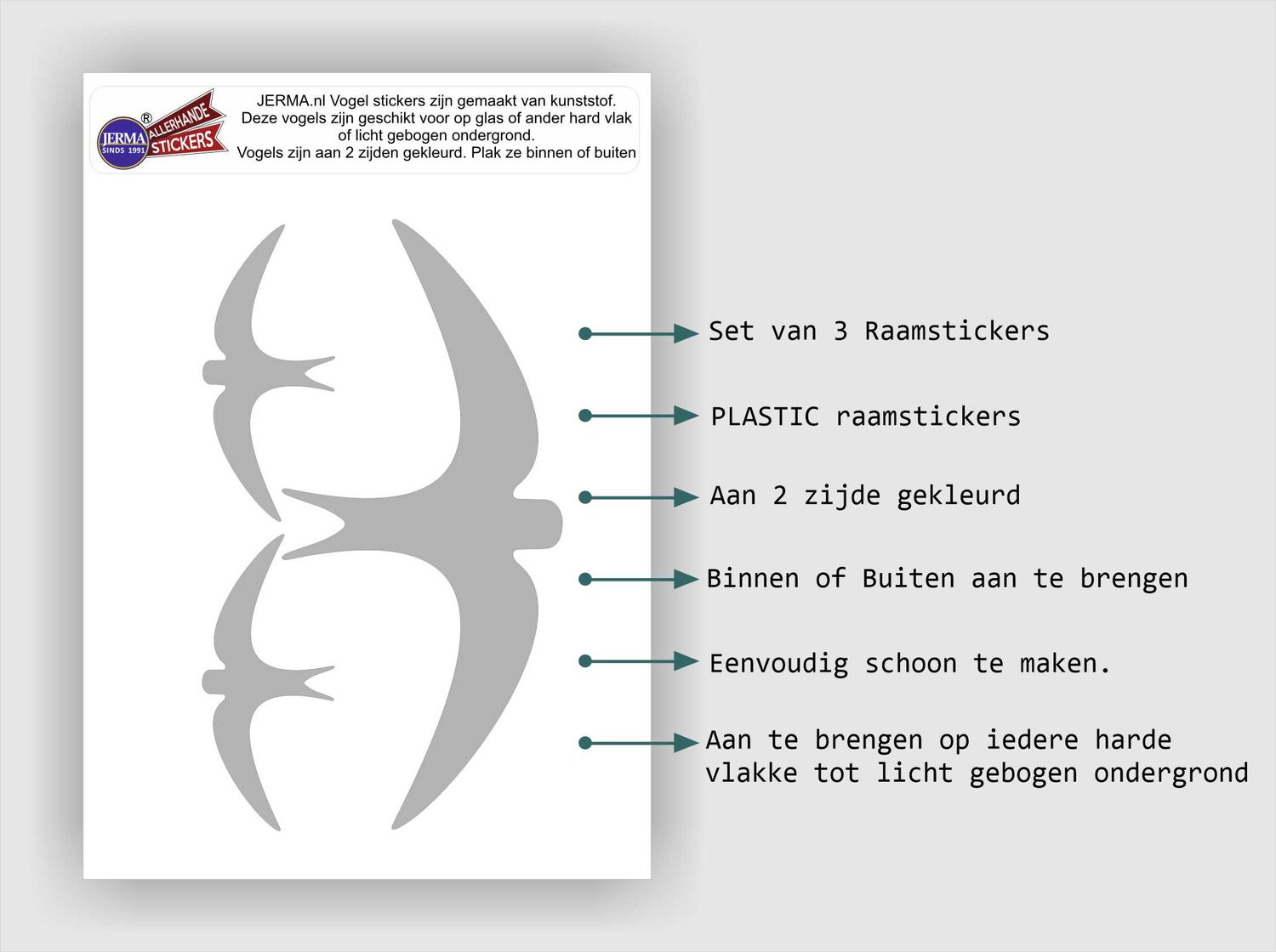 Vogel raamsticker set 3 zwaluw stickers