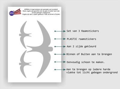 Vogel raamsticker set 3 zwaluw stickers