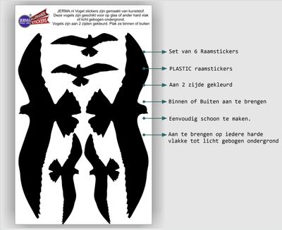 Vogelbescherming stickers set 6  vogels zwart
