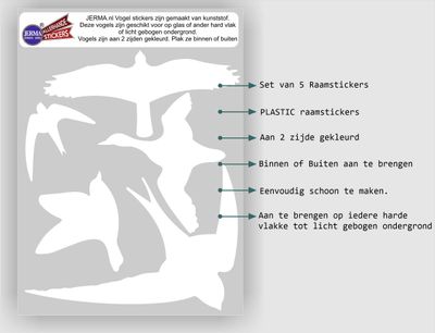 Vogelbescherming stickers set 5  vogels wit