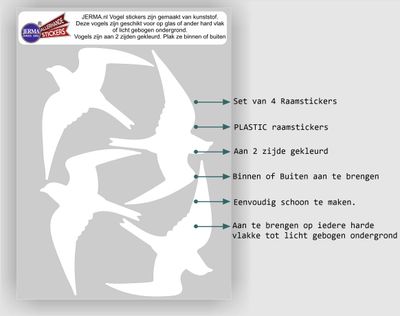 Vogelbescherming stickers set 4 vogels wit