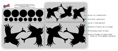 Vogel raamsticker 7 vogels zwart