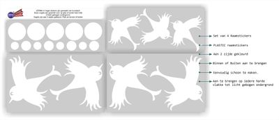 Vogel raamsticker 7 vogels wit