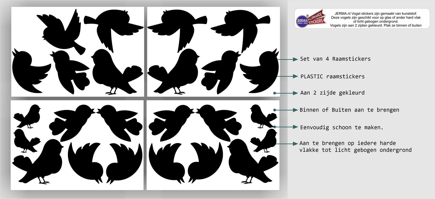Vogel raamstickers 23 twitterende zwart