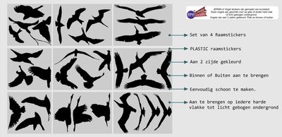 Vogels raamstickers 31 stuks zwart