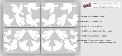 Vogel raamstickers 23 twitterende birts wit