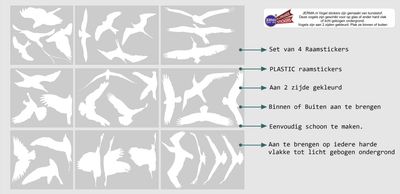 Vogels raamstickers 31 stuks wit