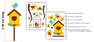 Raamsticker met o.a. vogelhuisje en vlinders
