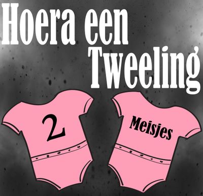 Geboorte sticker Hoera een tweeling 2 Meisjes