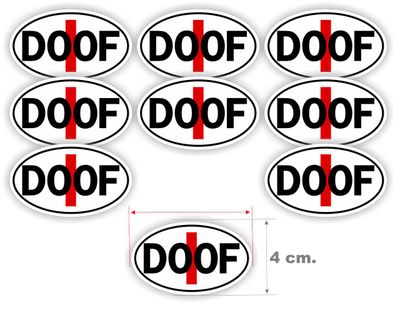 DOOF stickerset – 6,5 × 4 cm – 9 stuks per vel