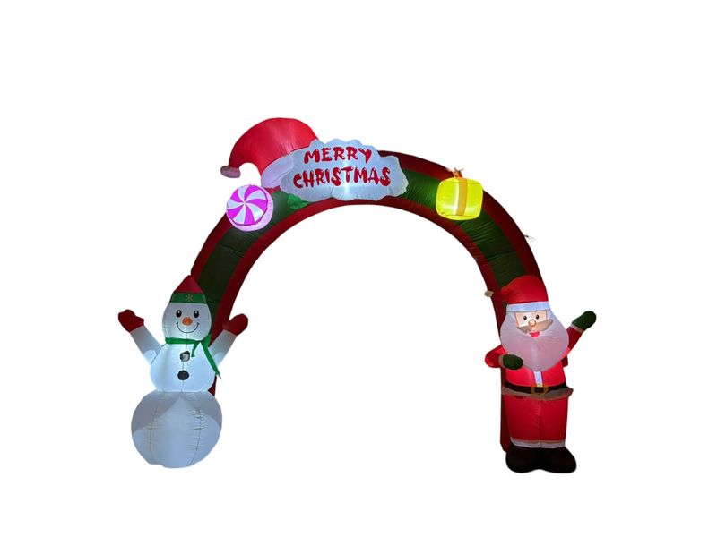 Aufblasbarer Torbogen – Merry Christmas, Weihnachtsmann & Schneemann