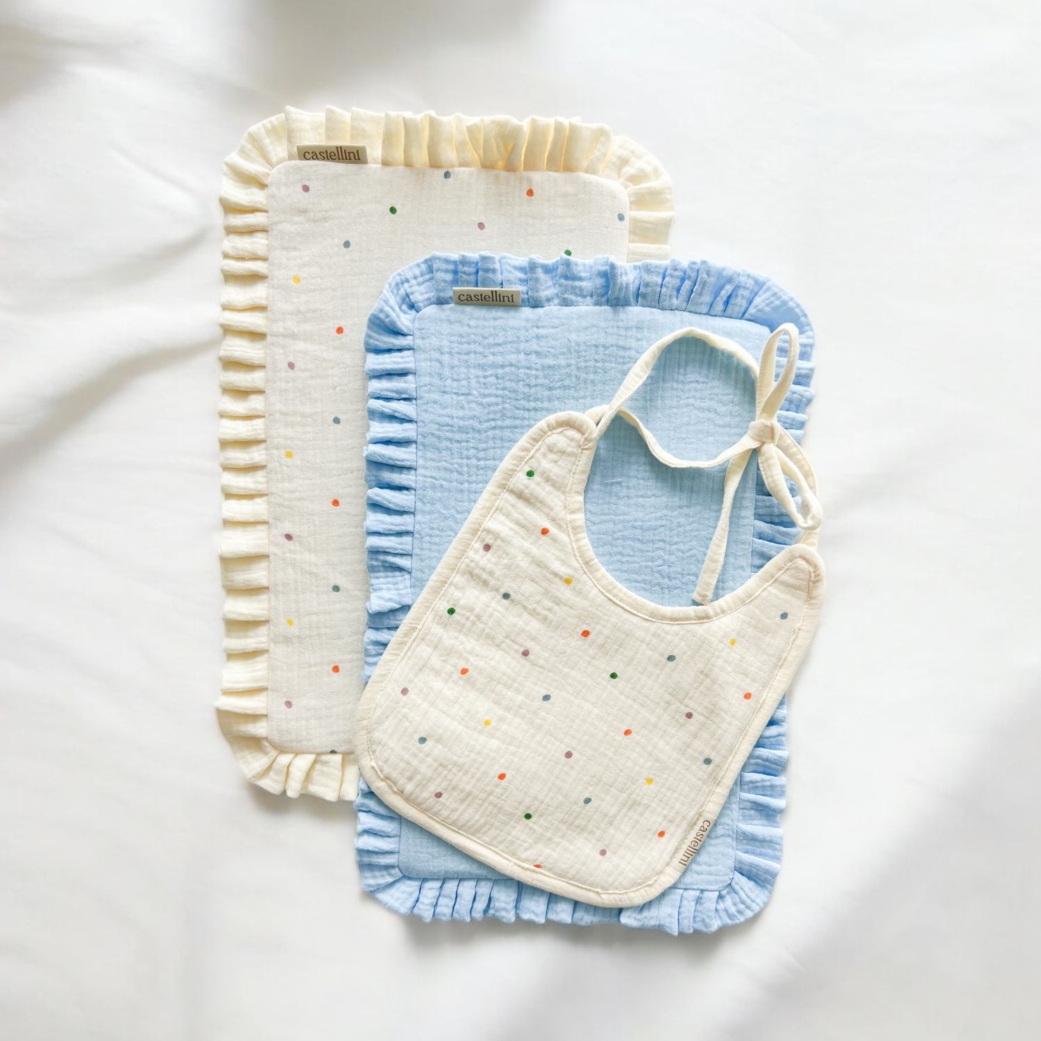 Set babero y salvababas Confetti Blue