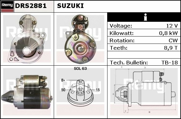 Startmotor  Suzuki Yanmar  Delco Remy ruil DRS2881 DRS2881/*50