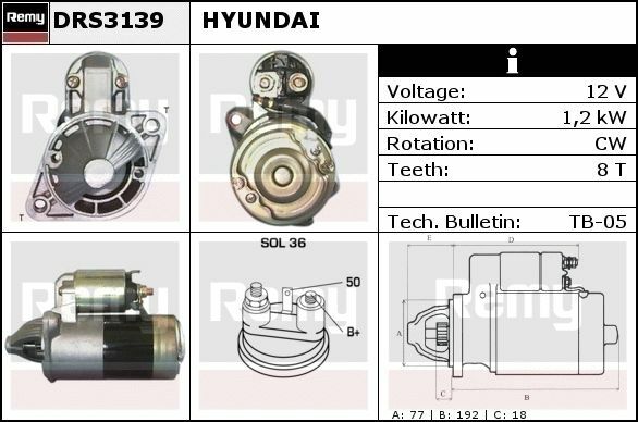 Startmotor Mitsubishi, Proton, Hyundai   everkraft SME1044 DRS3139
