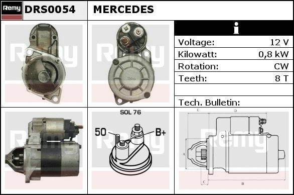 Mercedes startmotor Valeo D7ED281 DRS0054