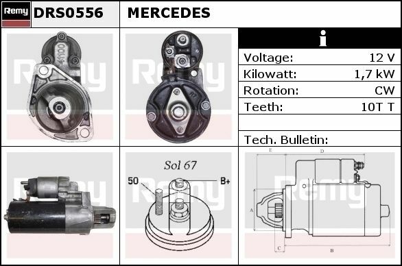 Mercedes startmotor  Bosch 0001115096 DRS0556