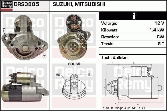 Starter  Suzuki  Cargo 112300 DRS3885 0986014350  0001112032 DRS3885