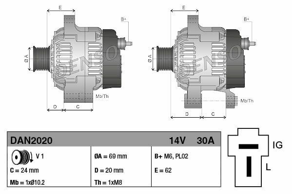 Kubota alternator Cargo 113921 DAN2020